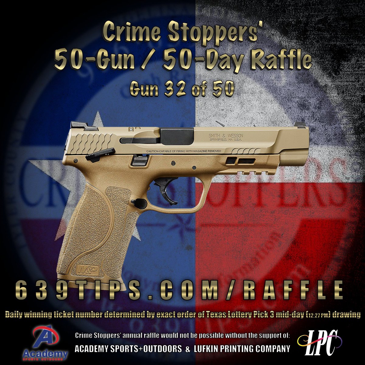 639tips's tweet image. 50-Gun/50-Day Raffle
Day 32 (Nov 12)
Winner: 598
Gun: Smith&amp;amp;Wesson M&amp;amp;P9 9MM pistol
Winner will receive email with instructions for claiming Academy Sports+Outdoors gift card.
#639TIPS #50Guns50Days #18ToGo #2A #2ndAmendment