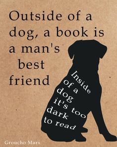 "Outside of a dog, a book is a man's best friend. Inside of a dog, it's too dark to read." Groucho Marx #books #reading