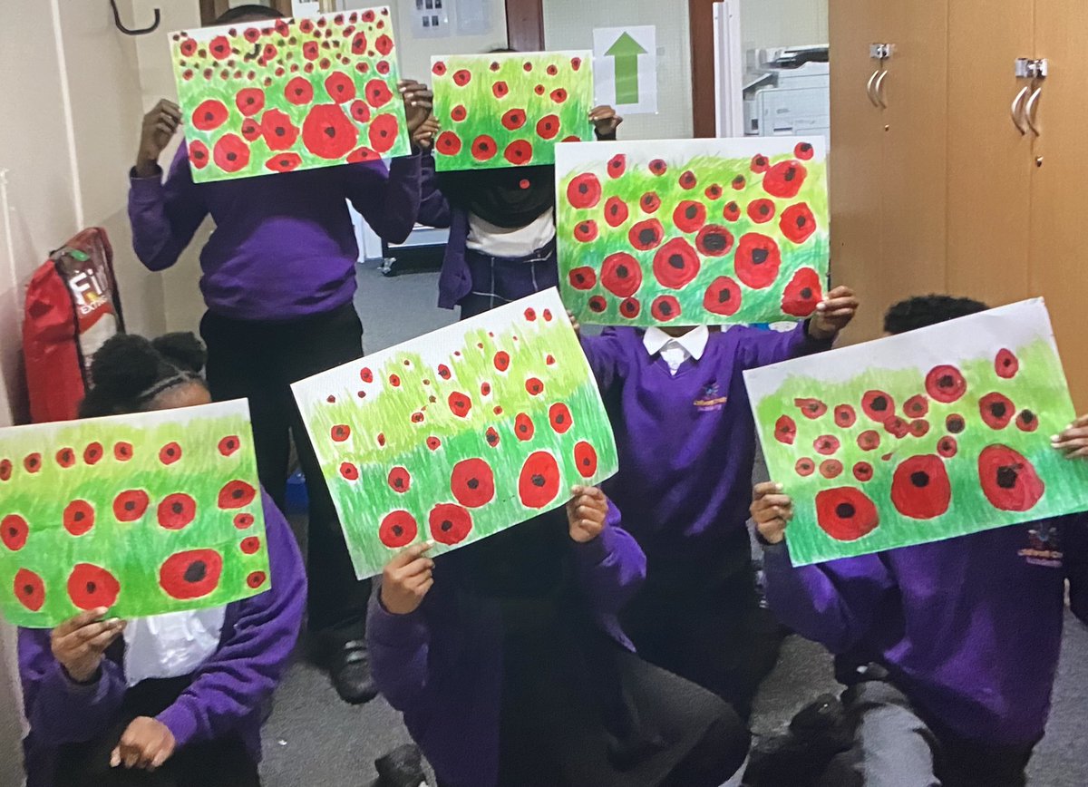 Year 5 proudly showing off their work today...the acrylic paint had a great effect! #KS2 #RemembranceDay2020 #art