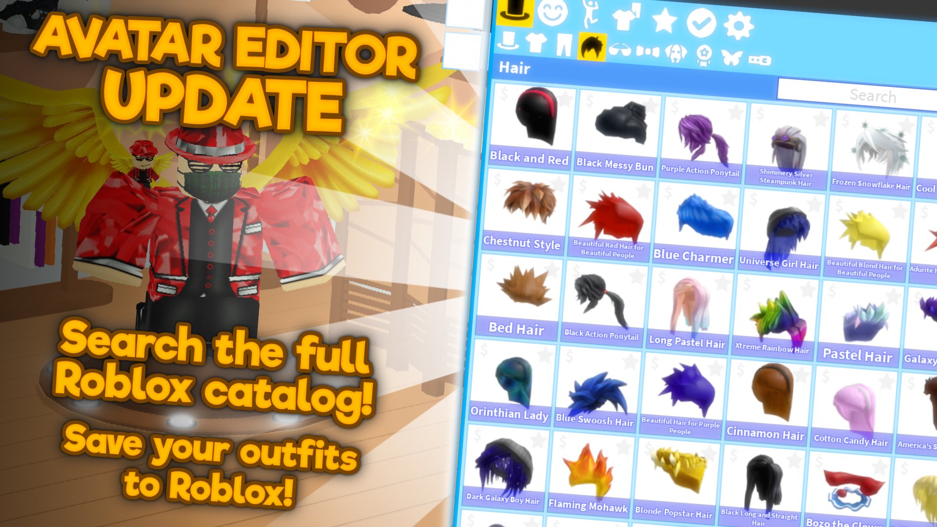 Brian Wilson On Twitter Roblox Has Let Us Add Some Brand New Beta Features To Roblox High School 2 You Can Now Search The Entire Roblox Catalog From Rhs2 S Avatar - black bed hair roblox