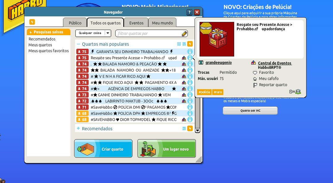 heyempre's tweet photo. Mesmo esquema do outro dia..
3 opções, site fake do habbo, furto de conta.
Dessa vez o imbecil colocou o nome da @FSProHabbo 

O que me preocupa são os novatos que podem cair nisso, tomem cuidado. https://t.co/WdrdK4TxBv