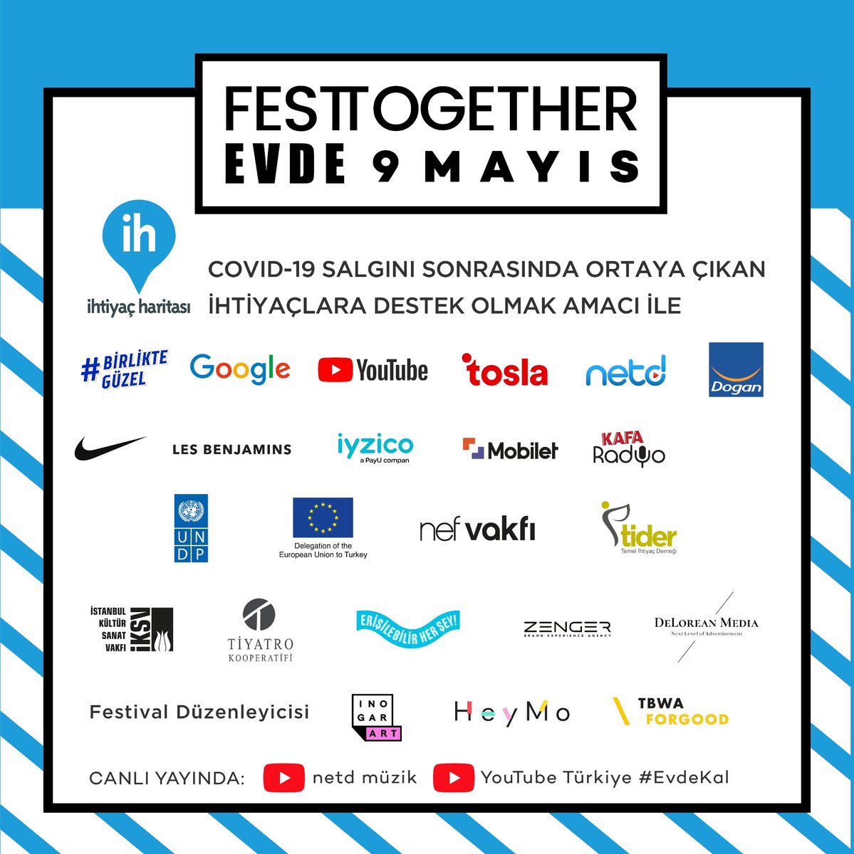 festtogether's tweet photo. #Felis2020’de bu yılın en başarılı Kanaat Önderleri ve Etki Sahipleri Aracılığıyla İletişim Projesi dalında #FESTTOGETHEREVDE ödülü almaya hak kazandı🎉
Bizlerle olan 12.5 milyon izleyicimize, emeği geçen tüm ekip arkadaşlarımıza çok teşekkür ederiz💙 #festtogether https://t.co/HQ1dLLUSR5