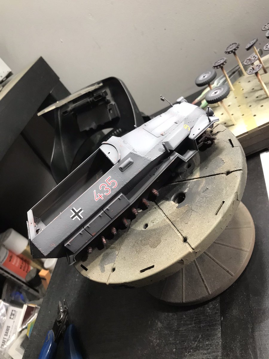 Decals on and all varnished abs ready to add some washes and start to add some mud to area behind the wheels before I add them 