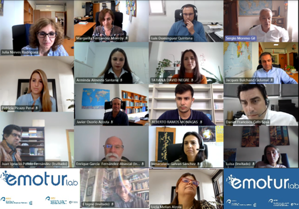 EmoturLab's tweet photo. Reunión de trabajo del proyecto #EMOTUR en la que las profesoras Arminda Almeida, Patricia Picazo y Tatiana David presentaron diferentes avances en el proyecto en el ámbito del análisis de las emociones y expresiones faciales, eye tracking y RV-RA. https://t.co/eFr3qaWz0D