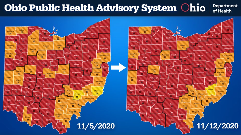 Last week vs. this week. The entire state is filling in with red.