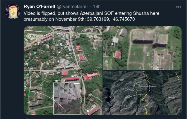 On Twitter, one could watch the devastating effect of the TB2 drones and Israeli munitions -- daily. One could see the relentless loss of territory and equipment. One could see that if Shushi could not be defended, nothing could. /3