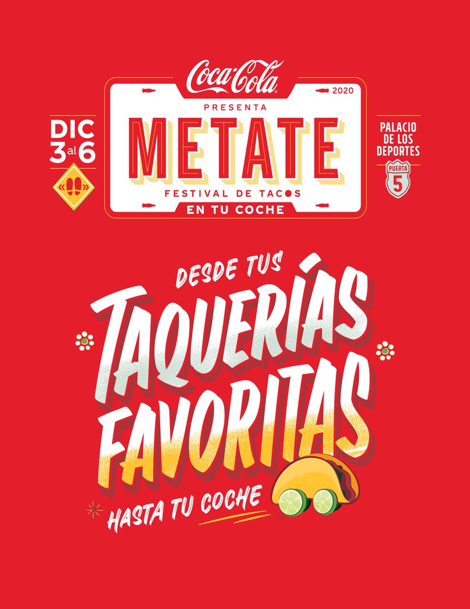 copasycorchos's tweet photo. Regresa el exitoso festival Metate, dedicado a la amplia diversidad de tacos en México. Será en diciembre en Palacio de los Deportes y el público asistirá en auto. Se presentarán Moenia y Los Angeles Azules entre otros artistas #CocacolaMetate https://t.co/3kyLDG0eIV