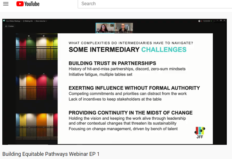 tutormentorteam's tweet image. I think many who attended the #BaumhartCenter presentation at Noon today would value the #Equitablepathways presentation that is live now. Role of #intermediaries being described.  youtube.com/watch?v=45be4n…