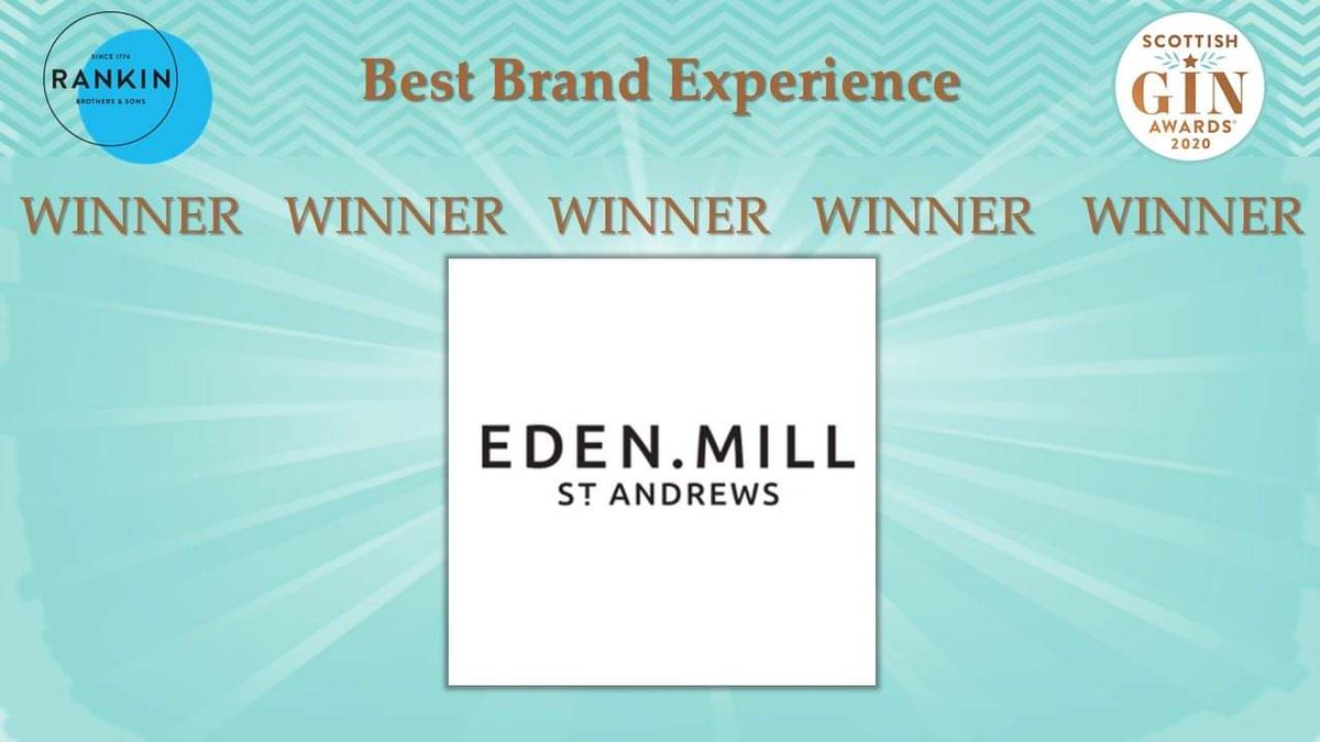 ScotGinAwards's tweet photo. The WINNER of Best Brand Experience sponsored by @rankincork is Eden Mill St Andrews @EdenMill #ginawards20 #scottishgin #gin #Scotland https://t.co/Ybge7KzHg5