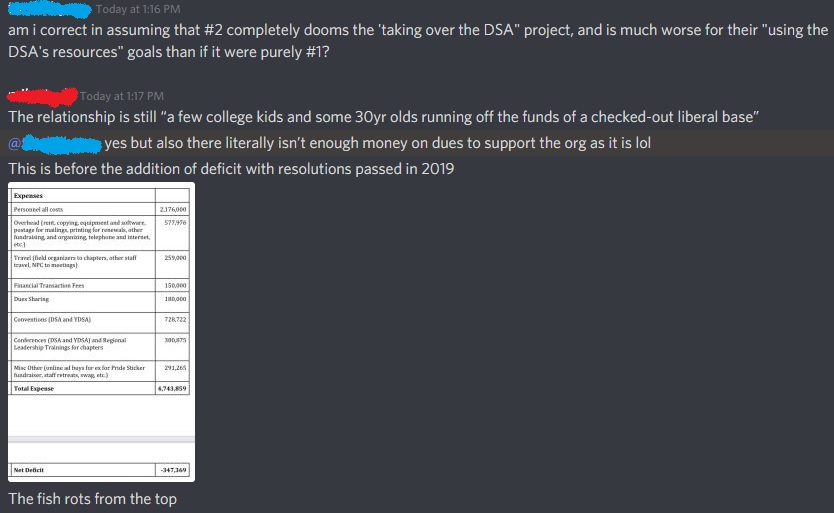 ...so expecting the DSA's political line to be democratically chosen and not dictated by funding and entrenched national leadership is folly ("the fish rots from the top")...