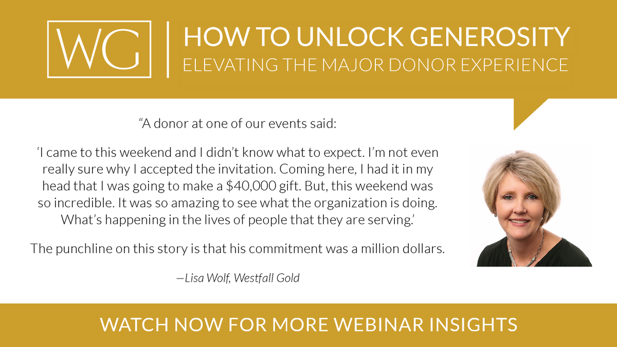 In our last webinar, Lisa Wolf shared an amazing story about transformational generosity. Watch our webinar and hear the full story on The Vault: westfallgold.com/thevaultposts/…
