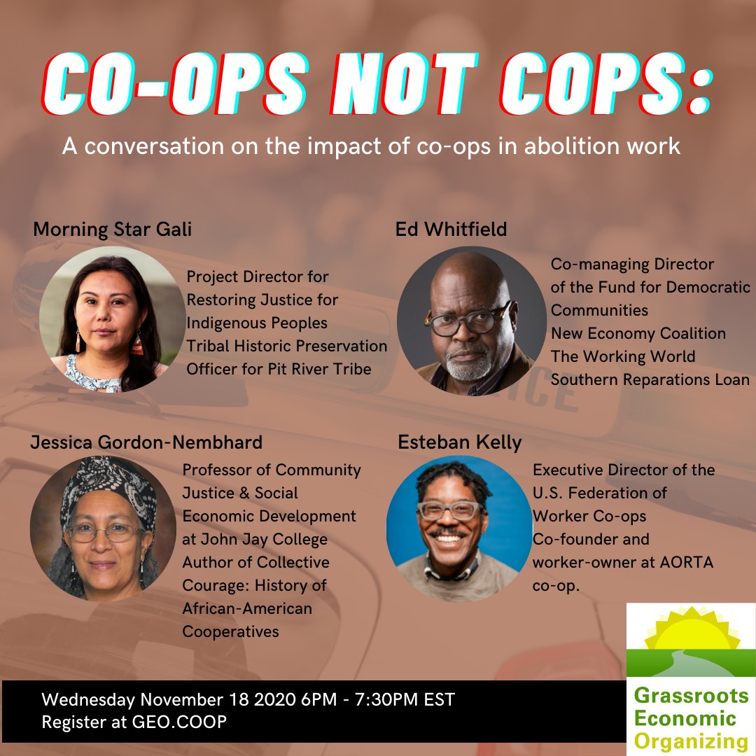 Netroots_Nation's tweet photo. Tune into solutions beyond the ballot! Check out this powerful conversation in one week.

CO-OPS NOT COPS: A Conversation on the Impact of Co-ops in Abolition Work on Wed Nov 18 at 6p ET
https://t.co/sqTK6FO10b

@NewEconomics @saaylooli @ed_whitfield @GEO_Collective @Estebantitos https://t.co/PjddToKpqJ