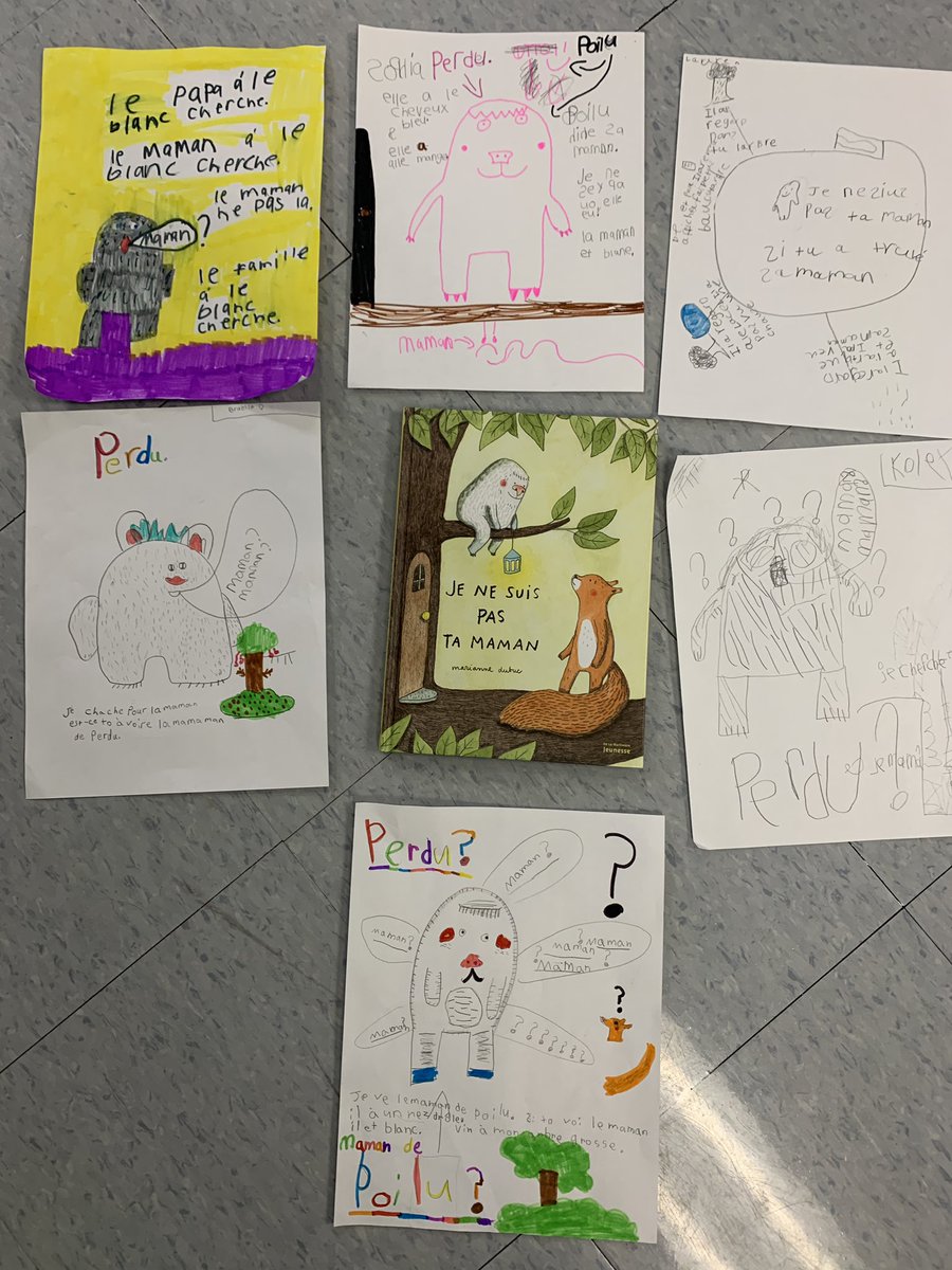 MmeCooke's tweet photo. This week’s #FSLgra by 
@marianne_dubuc prompted us to make some “Lost” posters to help find Poilu’s mom! #fslgraprimaire #sjm https://t.co/yrzYKIPvOx