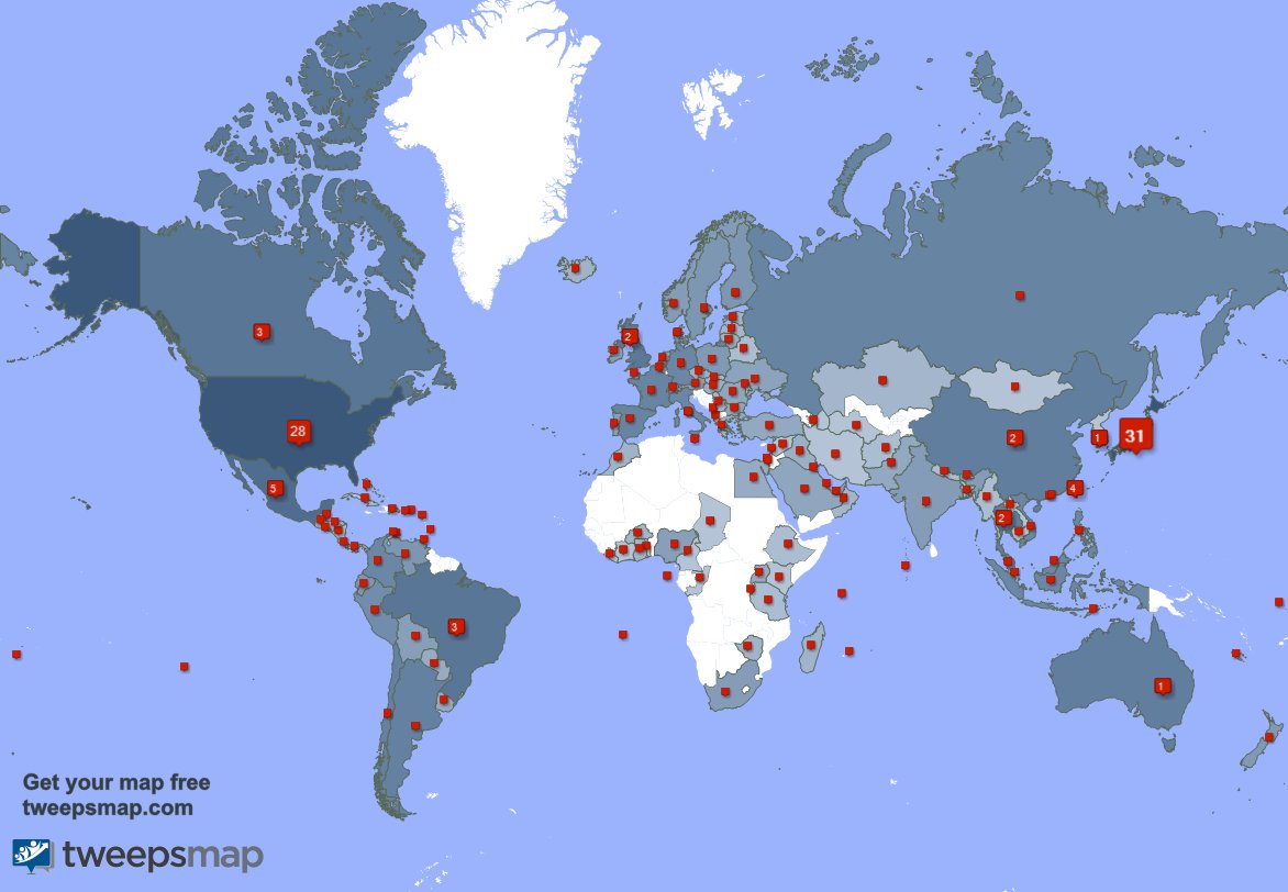 My followers live in Japan (31%), USA(28%)... Get your free map: https://t.co/LoaL2nzQxo 
