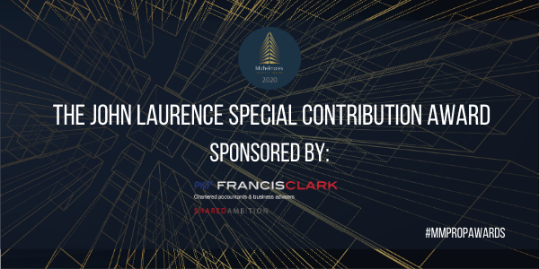 8️⃣| We are fast approaching the end of the night and we now move to The John Laurence Special Contribution Award sponsored by @pkfFrancisClark.

#MMPropAwards
