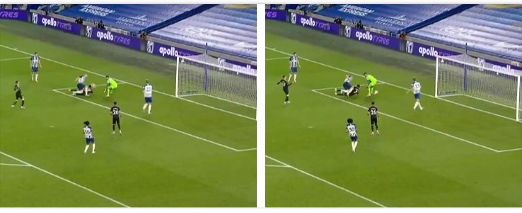 Here for example he gets megged by a very weak  #Sterling header after he rushes out then tries to react.If he had dropped into a block rather than used the engage & react like he usually does he would have easily saved this & had an even higher 1v1 save%!