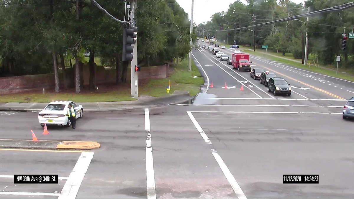 LANES BLOCKED: NW 39th Ave @ 34th St. All WB lanes, except the Left Turn lane, are blocked. SB Right Turn lane is also blocked. Please seek an alternative route and use caution in the area. - KDC