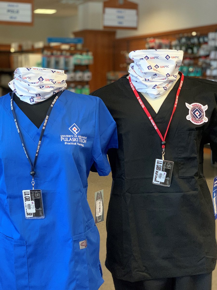 pulaskitech's tweet photo. NEW BOOKSTORE ARRIVALS. Get your scrubs at the UA-PTC bookstore! You can now use available financial aid to purchase your scrubs.

This photo features the scrubs for UA-PTC's practical nursing and surgical tech programs. The nursing assistant scrubs will be available soon. https://t.co/GamOhMf5X9