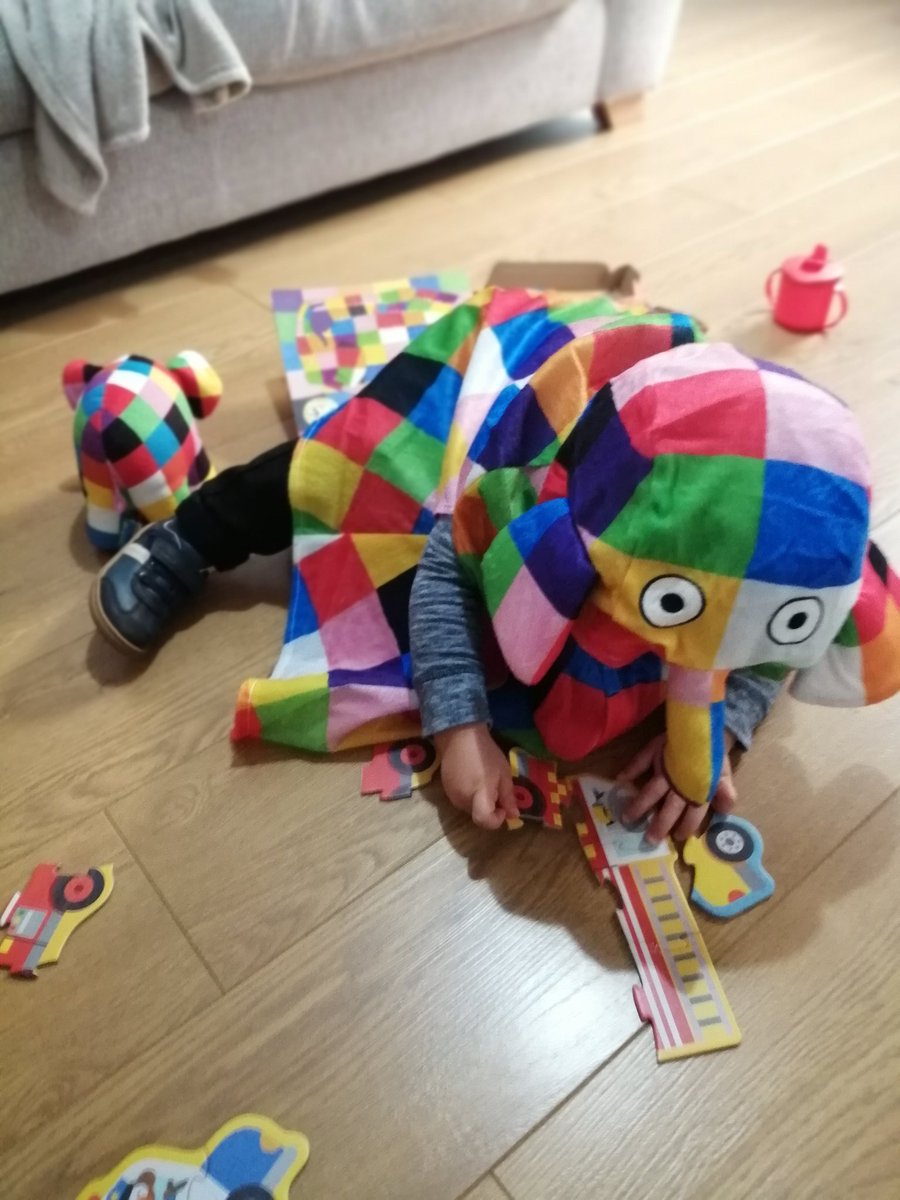 He'll never stand still for a photo but today it didn't matter 🤣 #worldbookday #elmer