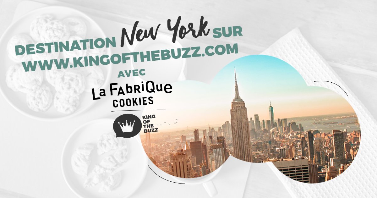 #toujoursplus !!!
Nouveau #concours, destination #newyork sur kingofthebuzz.com avec La Fabrique - Cookies!

Un super #voyage pour 2 à New York (au pays des cookies) à gagner cette fois si ;) Pour la #vidéo ayant fait le plus de vues!