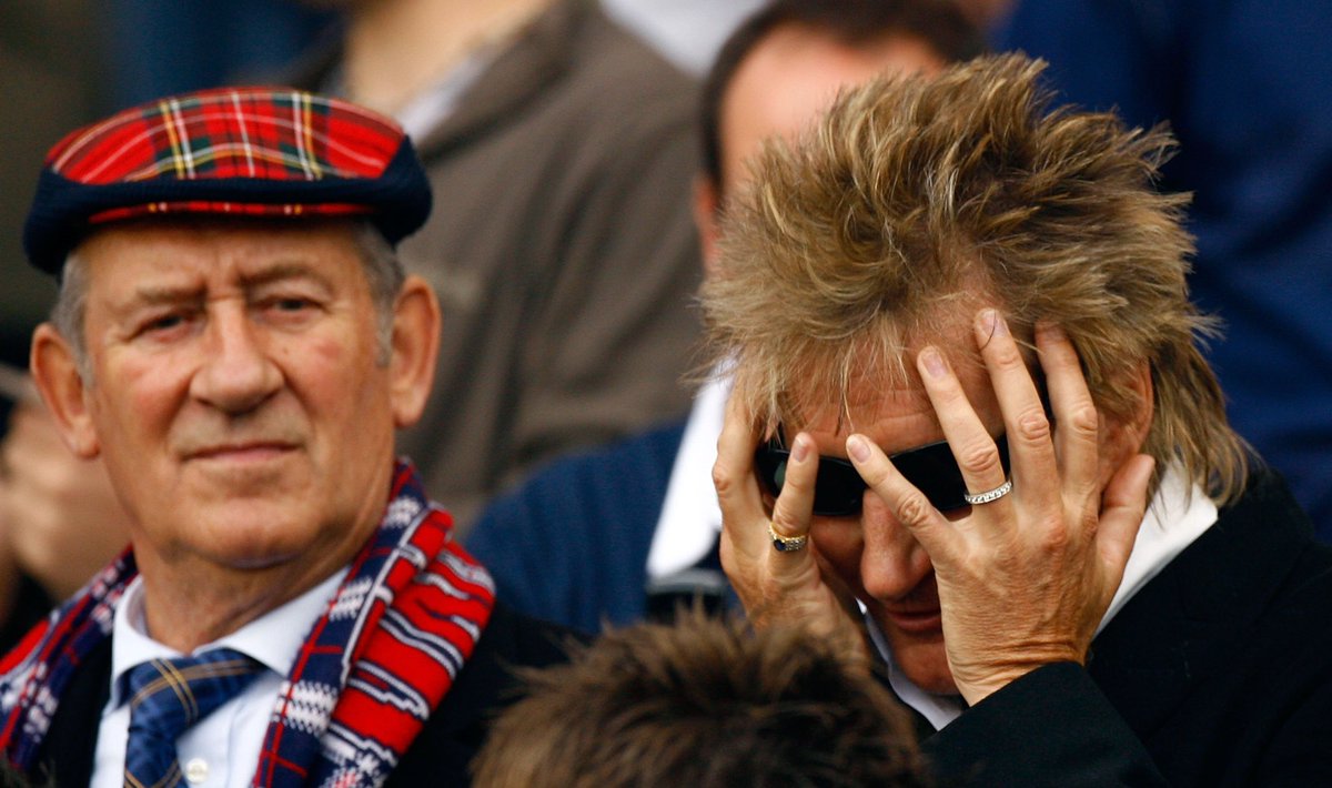Then there’s Brazil 2014’s qualifiers which began with veteran Steven Fletcher texting the manager he didn’t want to play and Scotland not winning a match at home until the final matchday at which stage they had already been knocked out. Here’s Rod Stewart enjoying that campaign.