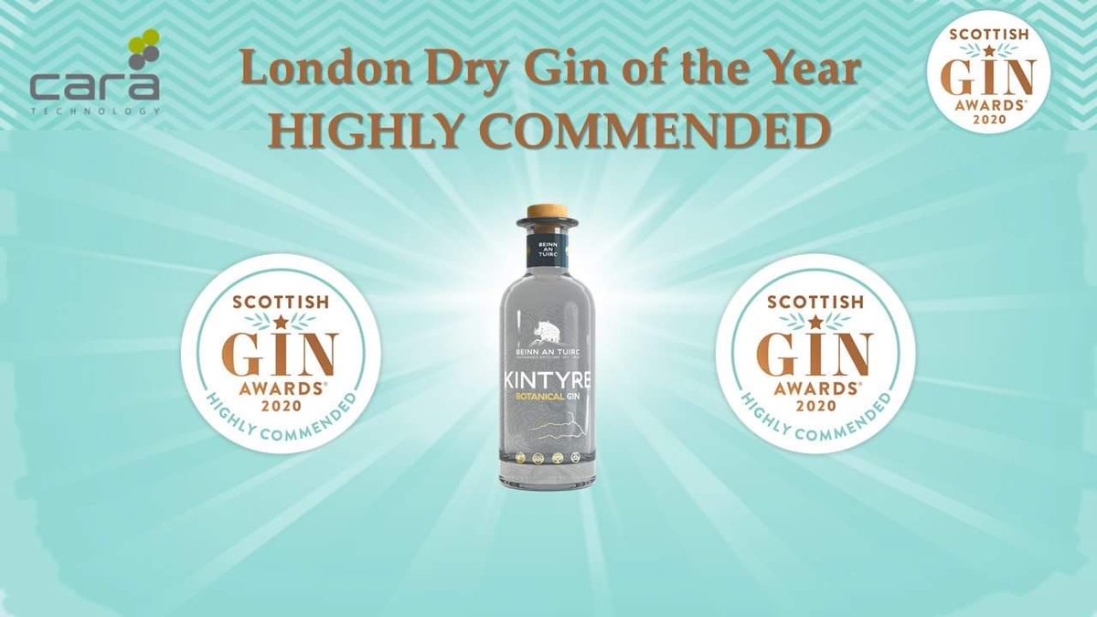 ScotGinAwards's tweet photo. HIGHLY COMMENDED in 9th place for London Dry Gin of the Year sponsored by Cara Technology @aroxaFS is Kintyre Botanical Gin @kintyregin #Top10 #ginawards20 #scottishgin #gin #Scotland https://t.co/QbTFpIEPdq