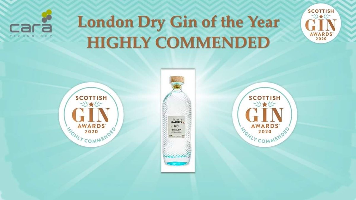 ScotGinAwards's tweet photo. HIGHLY COMMENDED and in 5th place for London Dry Gin of the Year sponsored by Cara Technology @aroxaFS is Isle of Harris Gin @harrisdistiller #Top10 #ginawards20 #scottishgin #gin #Scotland https://t.co/o20393jXwF