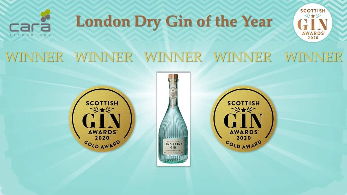 ScotGinAwards's tweet photo. The GOLD MEDAL for London Dry Gin of the Year sponsored by Cara Technology @aroxaFS goes to Lind &amp; Lime Gin @leithdistillery #ginawards20 #scottishgin #gin #Scotland https://t.co/DkY52llY9t