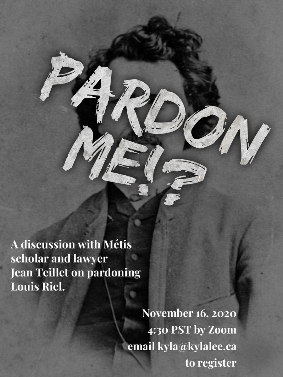 Allard_ILS's tweet photo. There will be a free webinar on November 16 at 4:30 PST. The webinar will feature Jean Teillet, talking about Pardoning Louis Riel. Jean is Louis Riel's great grand niece, and spoke at the Peter A Allard School of Law last year as part of our annual Indigenous Awareness Week. https://t.co/VEeAsPfsbm