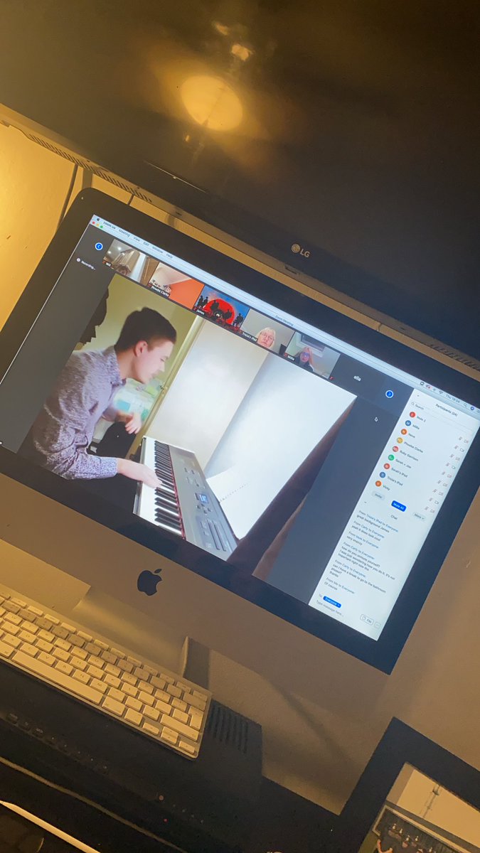 Itszakscott's tweet photo. Back to online rehearsals for @theoriginalyps production of #13themusical....our MD @spudy711 teaching the music! I'm after the break will characterisation 😬 @MTIEurope https://t.co/j0GxYLR5gU