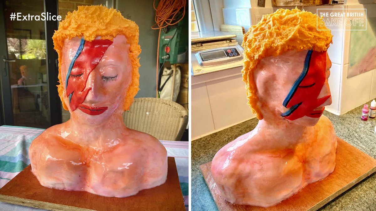 We love the one presented in Cake Week, but a moment for Marc's practise Bowie cake bust! 👨‍🎤 #ExtraSlice