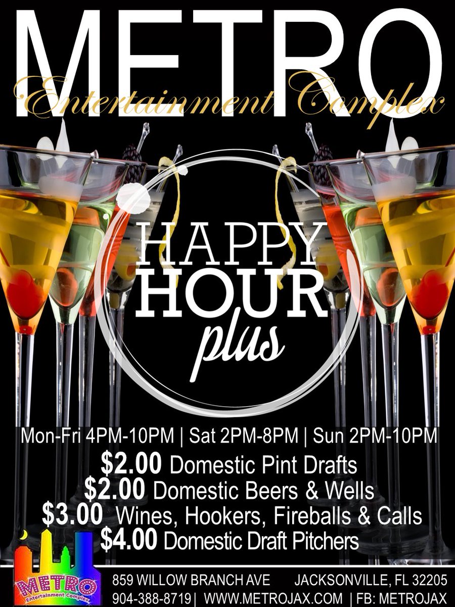 metrojax's tweet photo. Metro's ALL New Happy Hour Plus. https://t.co/s8UaJZEYFj #MetroJax https://t.co/qkIoeUmwaZ