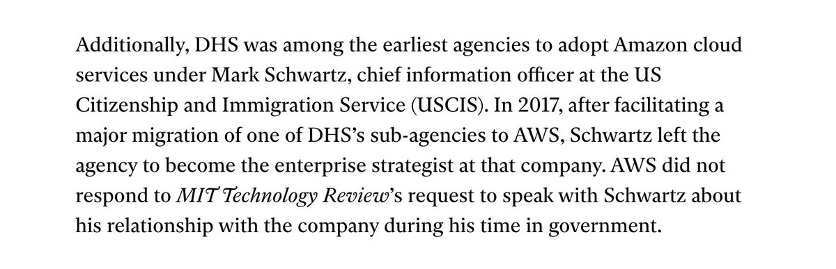 Mark Schwartz, Amazon Web Services' enterprise strategist, who is responsible for some of the massive AWS/military and police deals and its ICE contracts.
