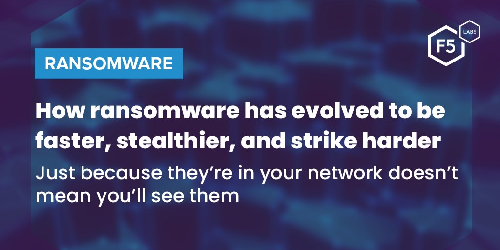 trace3's tweet photo. #Ransomware is evolving and becoming more popular among cybercriminals. Learn more about this threat from @F5Labs threat researcher Ray Pompon (@dunsany): https://t.co/InHPxTmDDR
#Trace3Takeover #f5partner #ThursdayTakeover https://t.co/GUoN0oxLJL