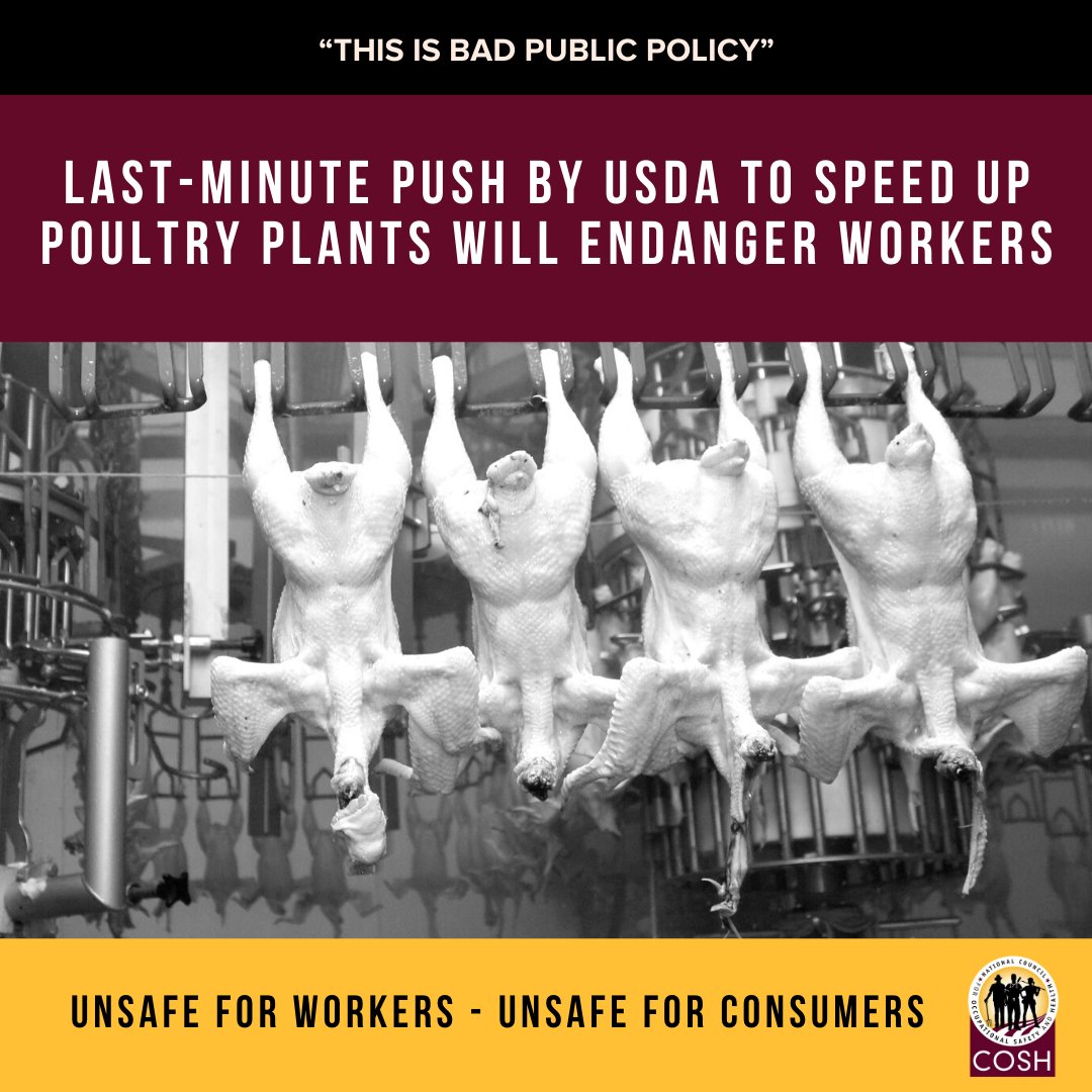 NationalCOSH's tweet photo. This last-minute push for an ill-advised rule change could be deadly for essential workers in slaughterhouses https://t.co/nNcCg7RmF8 @OxfamAmerica @UFCW https://t.co/Iv0zncKOqc