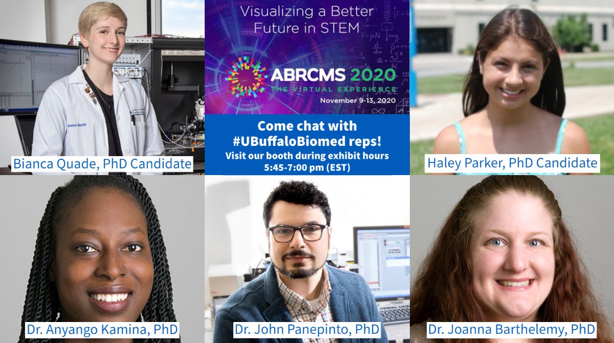 UBuffaloBiomed's tweet image. Last day to chat with #UBuffaloBiomed at #ABRCMS2020 today from 5:45-7:00 EST! Come say hi! 👋👋