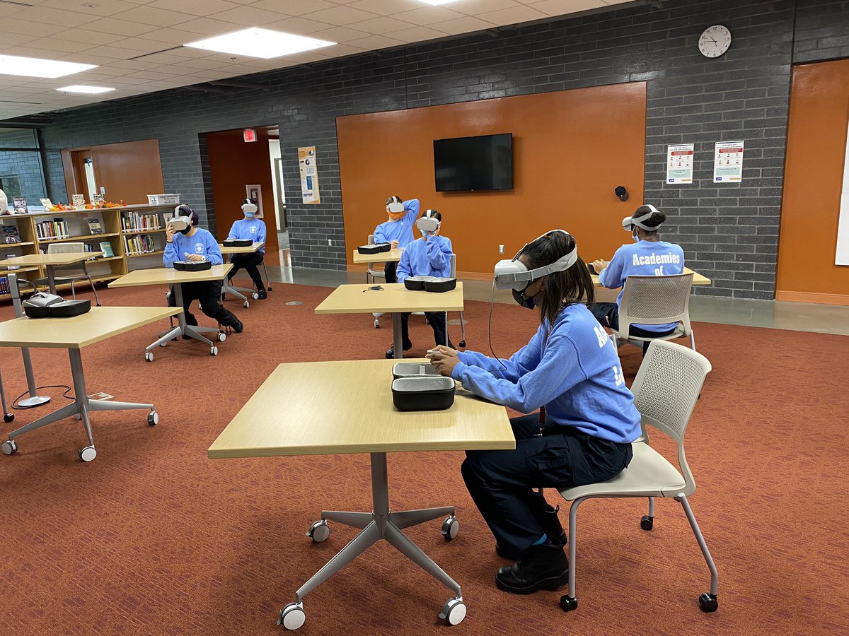 MrsHiltnerReads's tweet photo. My “quiet day” in the library started with an EMT VR collaboration, followed by an improved #StoryWalk courtesy of Masonry. Not pictured is the dog toy fabrication with Vet Science and my first acting gig as Ms Doursey with @AcademiesStudio https://t.co/QtvZaRVukT