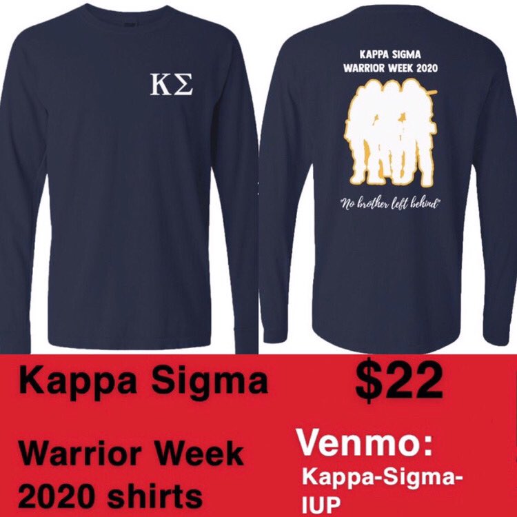 WARRIOR WEEK 2020 SHIRTS
-
Venmo Kappa-Sigma-IUP with your size to order!