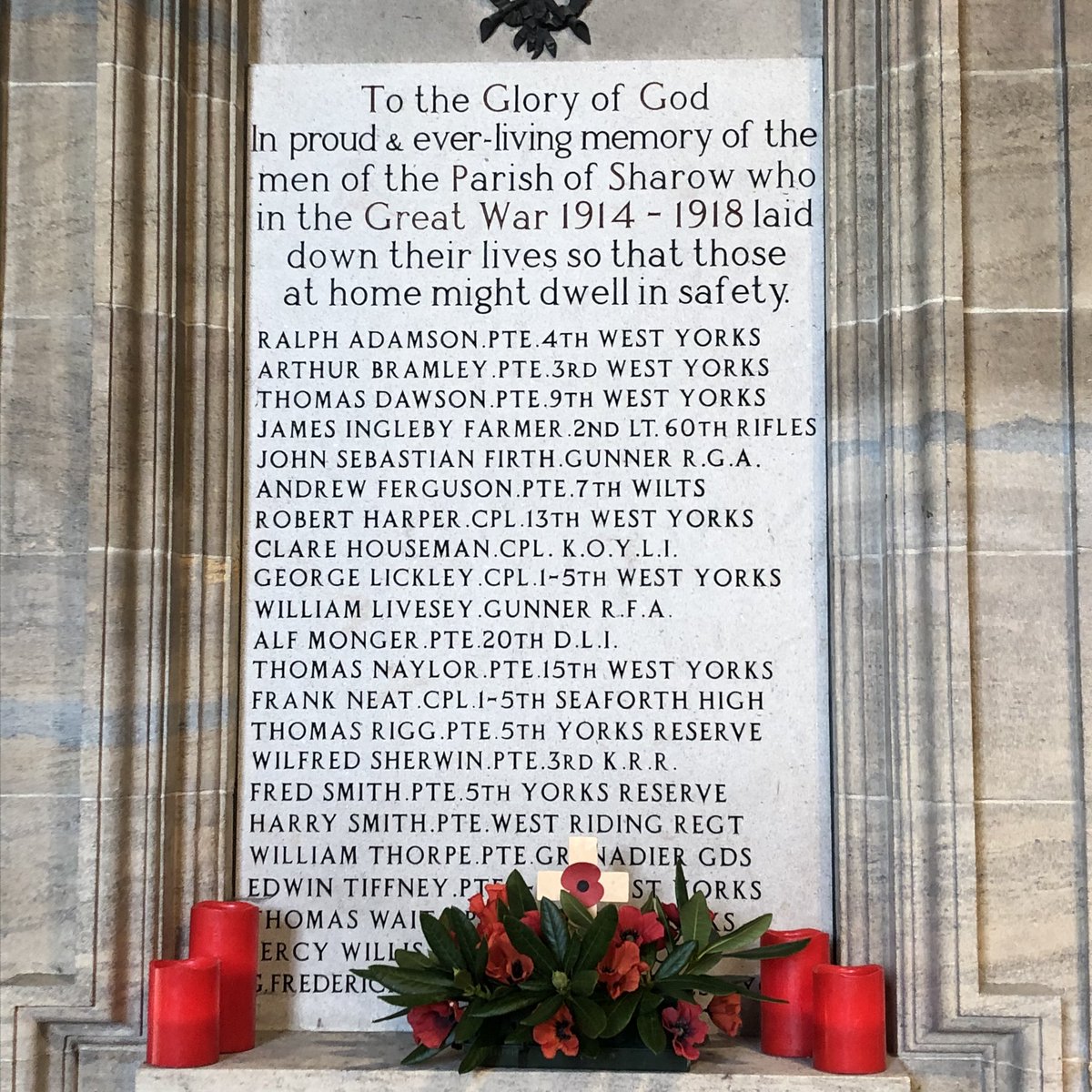 From Studley East to Sharrow. A small church, and a tiny village back then, this is a beautiful but humble memorial.