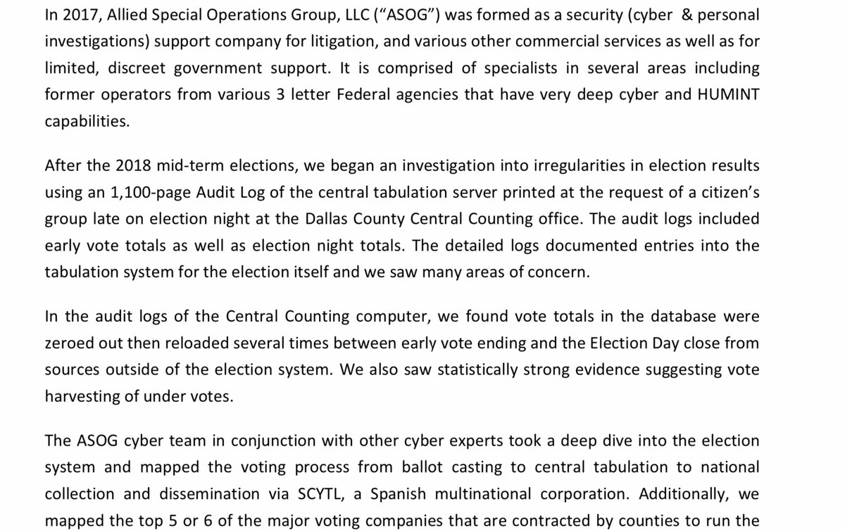 I wish to interject here. Some people are asking who wrote these docs. This depends on the doc. This was a 3 doc package. -National Security Taskforce 2 page recommendations -Allied special operations group (ASOG) was the 12 page Dallas report and the 150 page post briefing.