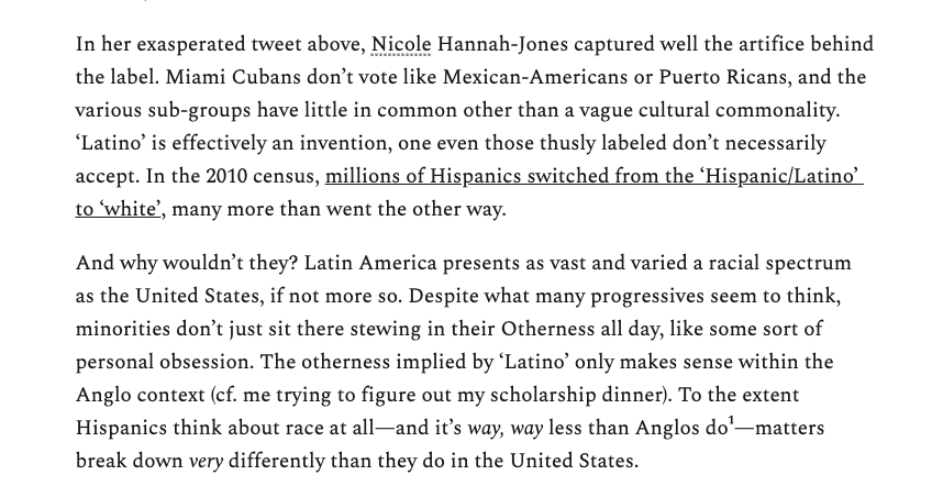 The 'Latino' label (as with say 'Anglo') is not totally devoid of meaning, but it's more misleading than helpful at election time. More broadly, the Anglo world doesn't really take the Hispanic world seriously, preferring some stock character to a way more varied reality.