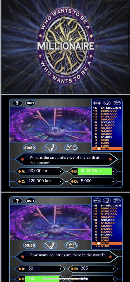 Getting ready for #geoweek in two weeks 🌎 Activity 1 “Who wants to be a Millionaire” quiz is ready! While in slideshow mode on PPT, we can play like the actual TV Show #geographyteacher