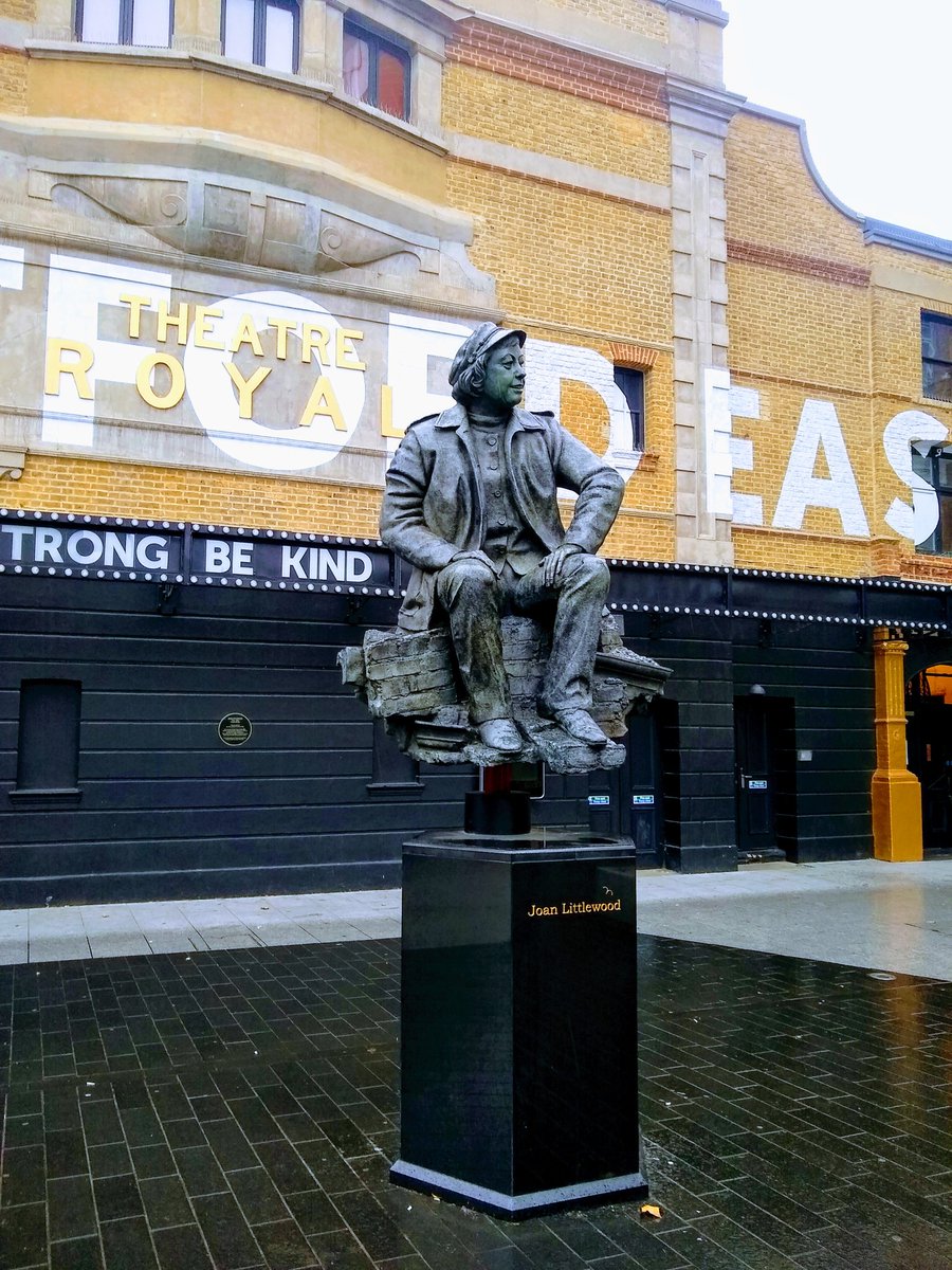 Joan Littlewood (1914-2002), theatre director who trained at the Royal Academy of Dramatic Arts, best known for her work in developing the Theatre Workshop. She has been called "The Mother of Modern Theatre". 2015 statue at the Theatre Royal in Stratford, E15.  #womenstatues