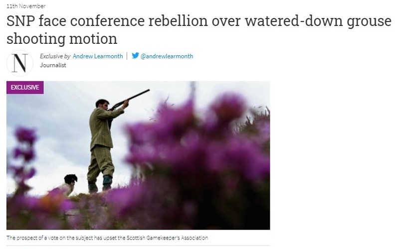 RaptorPersUK's tweet photo. SNP leadership faces grassroots rebellion at conference over watered down grouse shooting motion.
https://t.co/2JOlW0MSZe
@NicolaSturgeon @strathearnrose @MairiGougeon https://t.co/mLzVg5c5uq