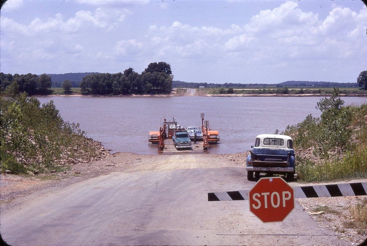 ToadSuckFerry's tweet photo. A view of the #ToadSuckFerry landing from the Faulkner County side, dated 1969, photographer unknown - https://t.co/OmGQsJgUpK