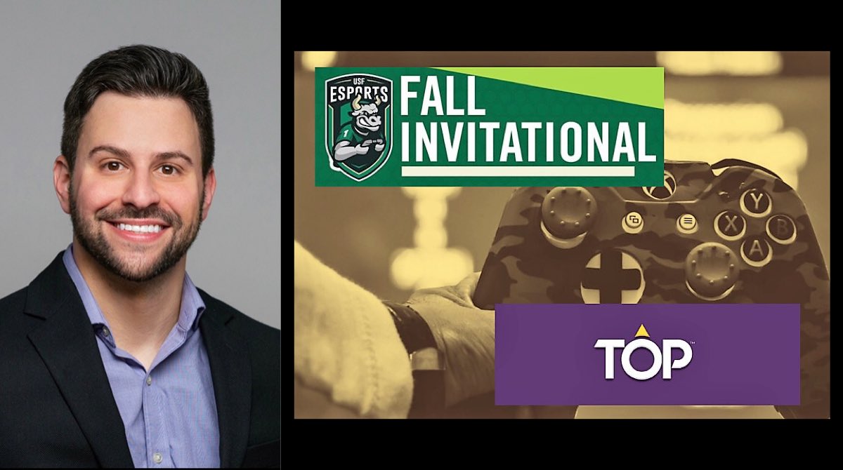 USFResearch's tweet photo. USF alum Will Cohen is the founder/CEO of innovative digital marketing firm @TheTopCompany. Now he’s joined with @USF_Esports to elevate the experience in the Fall Invitational. Read about this great collaboration at https://t.co/NZEN4FiD6c https://t.co/TzrJ9cC1WE