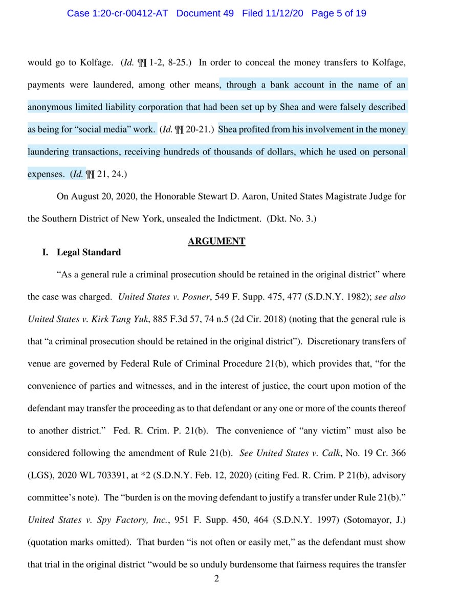 I specifically told you about Shea’s Strategy that it would require:”severance from the case against Shea’s three co-defendants...”Was I tweeting in pig latin? I said that this was the likely motive and right there the Government states it clear as day https://ecf.nysd.uscourts.gov/doc1/127127960961