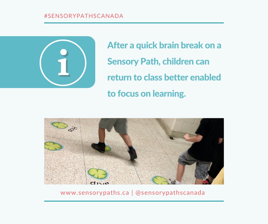 Brain breaks are a great way to help kids refocus and re-energize the mind! What do you think of Sensory Paths Brain Breaks? 
#sensorypathscanada #SensoryPlay #SensoryFun #SensoryPathway #LearningThroughPlay #SensoryLearning #SensoryIdeas #CreativeLearning #CanadianKids #OntEd