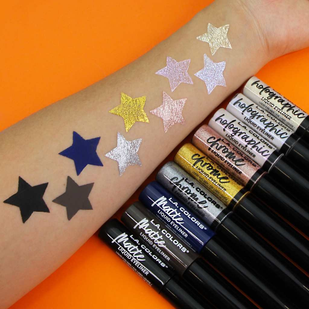 LAColorsusa's tweet photo. Our Liquid Eyeliners are the 🌟 of the show! Which one is calling your name? ✨
.
.
Available online at https://t.co/tbgM9y1UYV
.
.
.
#LACOLORSCosmetics #LACOLORS #I❤️Makeup #Affordable #CrueltyFree #liquideyeliner #liquidliner #eyeliner #swatch #makeupswatch https://t.co/s2qHVAmUcW