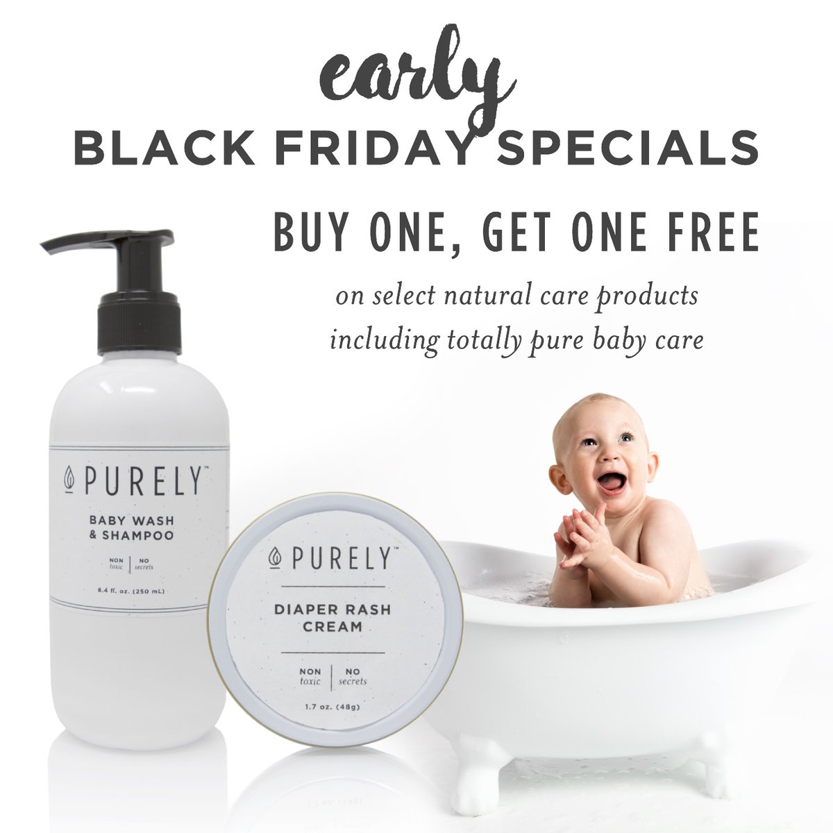 OPurely's tweet photo. From baby wash to bath bars, our BOGOs are bananas bright bnow. Sorry, we got a little carried away with the bees - and the discounts! Check out what's on sale at https://t.co/ERS2V2KiXF
๐ ๐ฟ ๐
#blackFriday #bogo #sale #babyCare #naturalProducts #nonToxicIngredients #livepurely https://t.co/NIUfvJdWd1